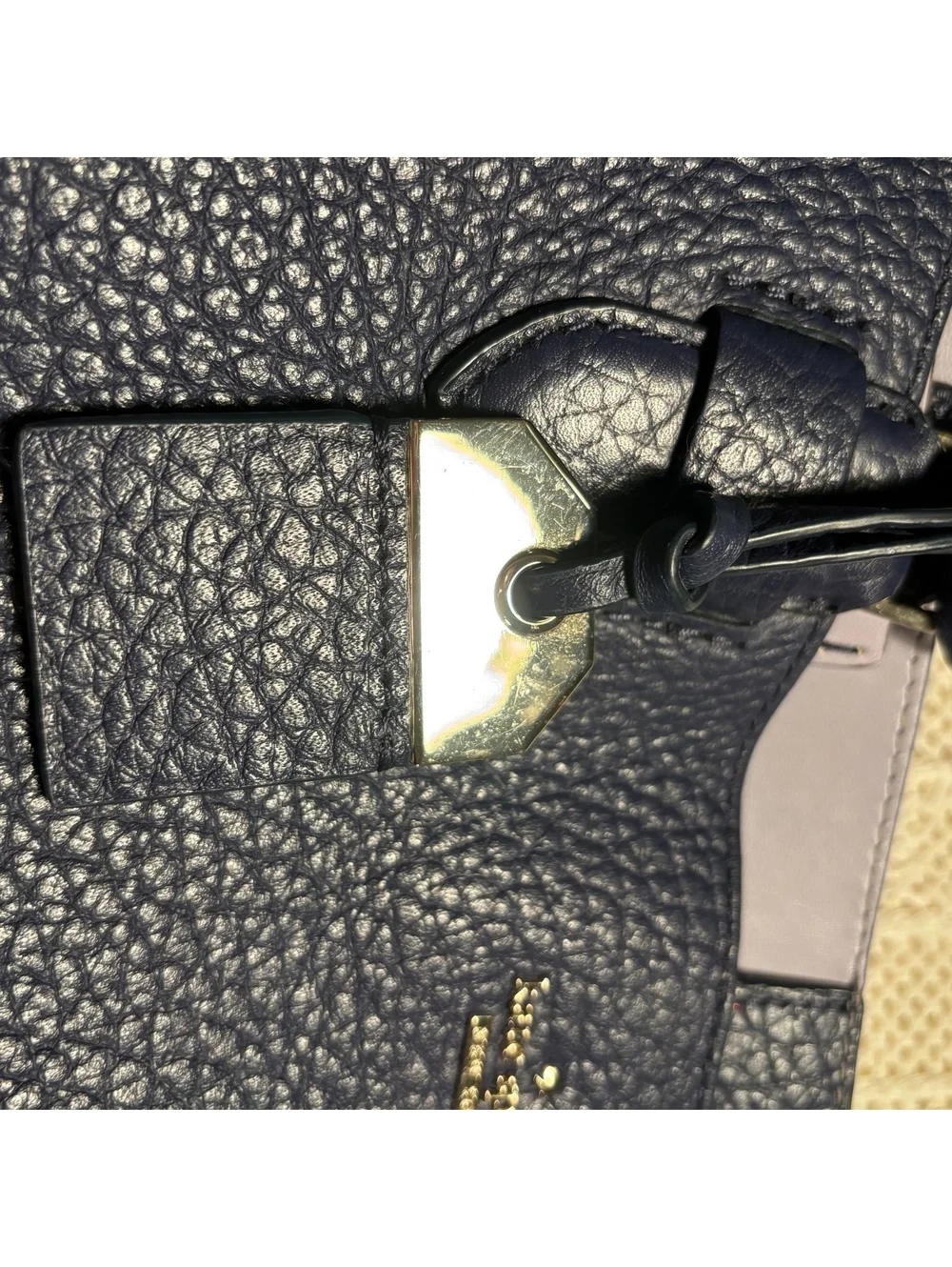 Kate Spade New York Navy Blue Pebbled Leather Tote Bag